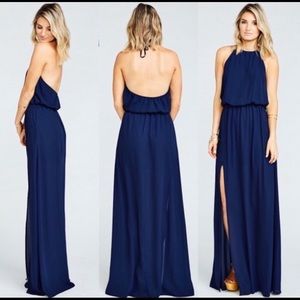 Show Me Your Mumu Heather Halter Dress Navy xs